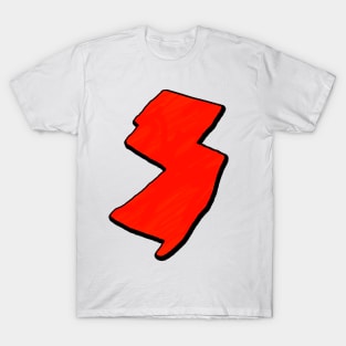 Bright Red New Jersey Outline T-Shirt